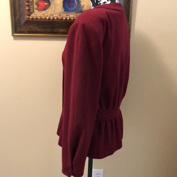 ❤️RARE Salvatore Ferragamo Firenze Vintage Peplum burgundy wool cashmere jacket - Picture 2 of 12